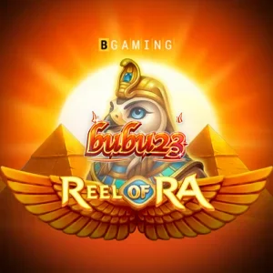 Tampilan visual slot Reel of Ra dengan simbol koin dan latar belakang Mesir kuno.